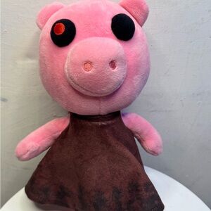 Pink and Brown Plush Pig Toy